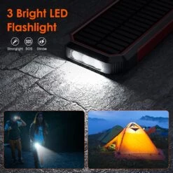 Batterie Portable Solaire 26800 MAh -Monde Electronique Batterie portable solaire HETP 26800mAh LED Flashlight