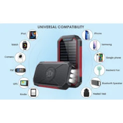 Batterie Portable Solaire 26800 MAh -Monde Electronique Batterie portable solaire HETP 26800mAh compatibilite universelle