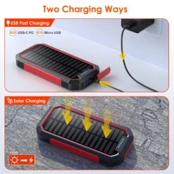 Batterie Portable Solaire 26800 MAh -Monde Electronique Batterie portable solaire HETP 26800mAh rayons soleils