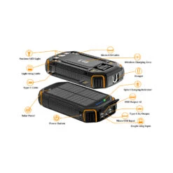 Batterie Chargeur Solaire 26800 MAh -Monde Electronique Batterie solaire 36000mAh Leo Way ports USB