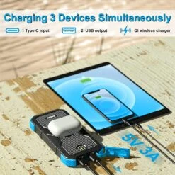 Chargeur Batterie Solaire Portable​ -Monde Electronique Batterie solaire mobile de 26800mAh charge 3 appareils