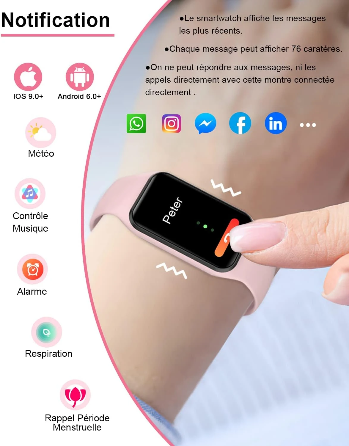 Bracelet Connecté Femme Étanche 7 Bracelet Connecté Femme Étanche – Image 5