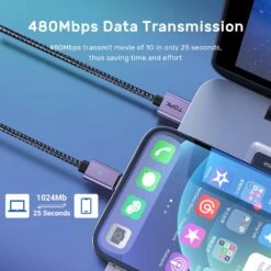 Lot De 2 Câbles Magnétique USB Type-C -Monde Electronique Cable Magnetique USB Type C iphone