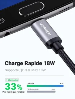 Câble Micro-USB 3.0 En Nylon Tressé 10 Câble Micro-USB 3.0 En Nylon Tressé -Monde Electronique Cable Micro USB 3.0 charge rapide