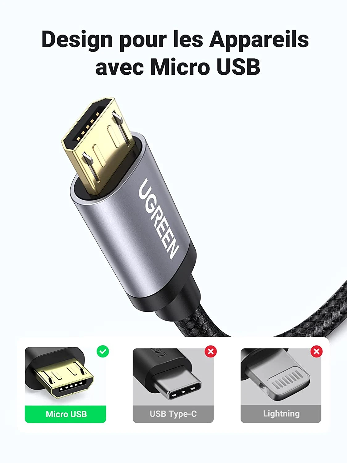 Câble Micro-USB 3.0 En Nylon Tressé 8 Câble Micro-USB 3.0 En Nylon Tressé – Image 6