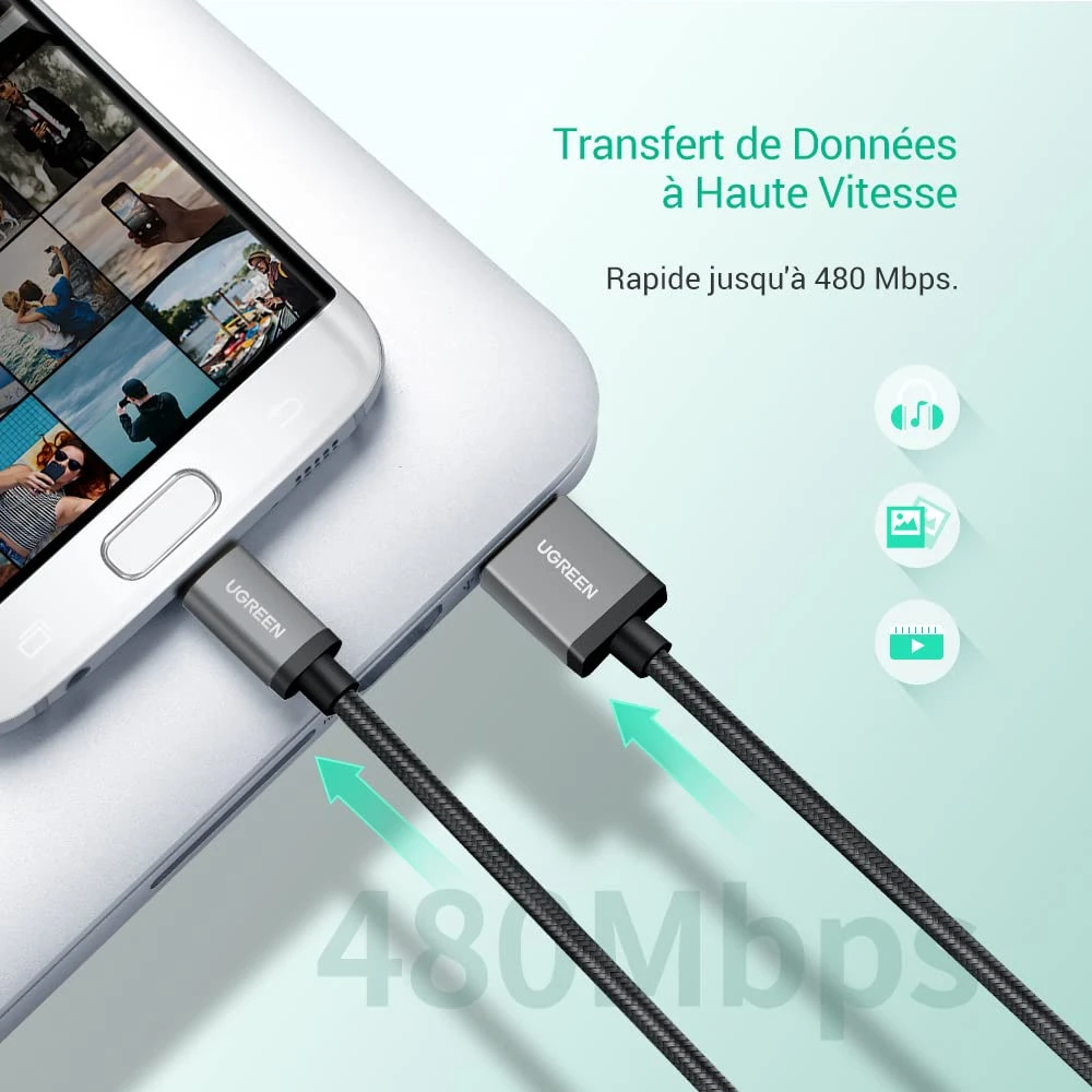 Câble Micro-USB Ugreen 4 Câble Micro-USB Ugreen – Image 2