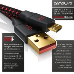 Câble Micro-USB De 5 Mètres 11 Câble Micro-USB De 5 Mètres -Monde Electronique Cable Micro USB de 5 metres connecteurs