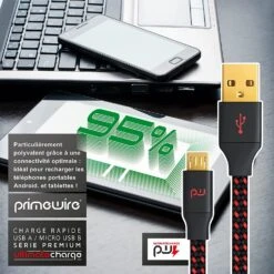 Câble Micro-USB De 5 Mètres 12 Câble Micro-USB De 5 Mètres -Monde Electronique Cable Micro USB de 5 metres rapide