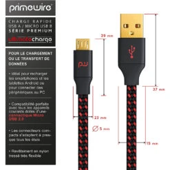 Câble Micro-USB De 5 Mètres 15 Câble Micro-USB De 5 Mètres -Monde Electronique Cable Micro USB de 5 metres usb a micro b