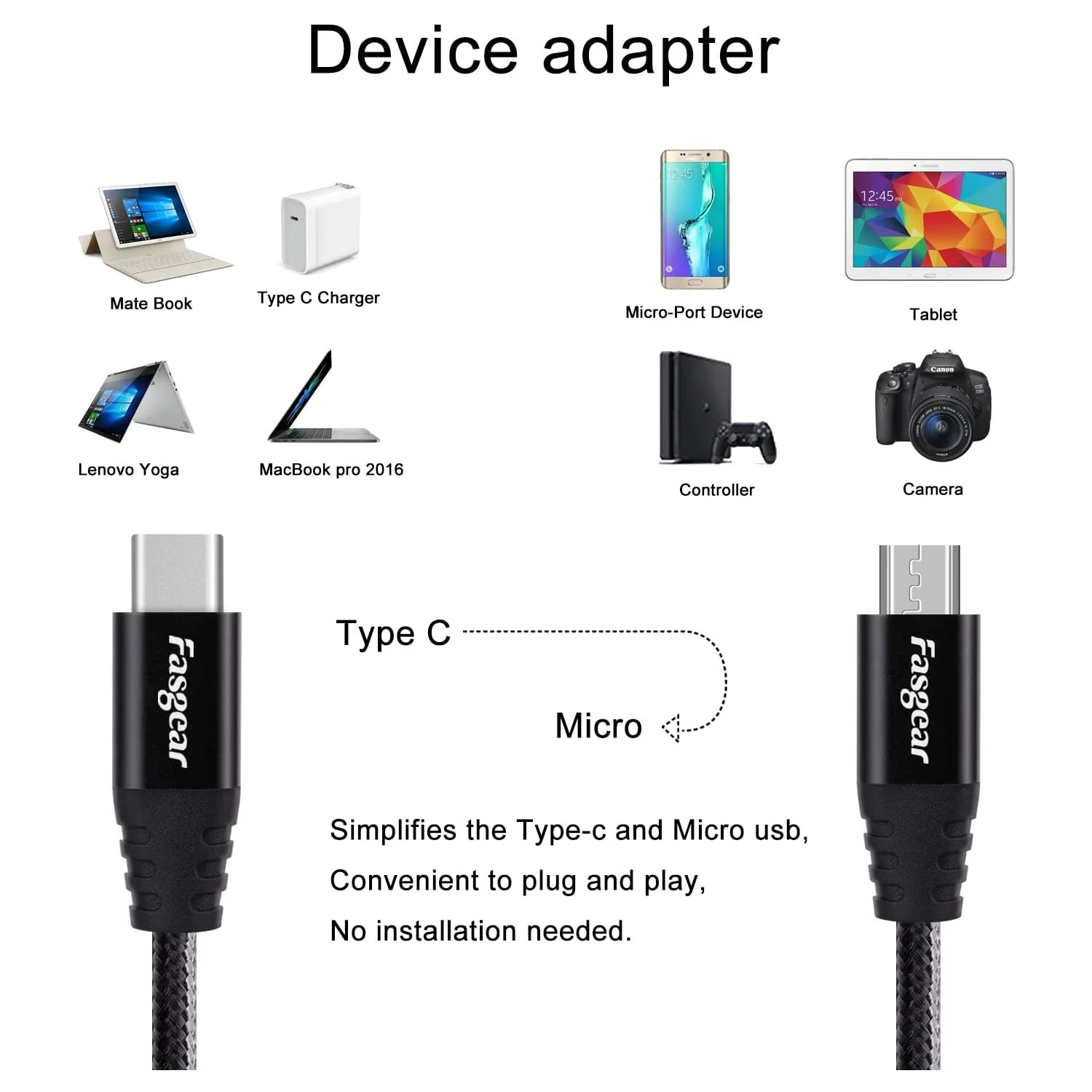 Câble Micro-USB Vers USB Type-C 5 Câble Micro-USB Vers USB Type-C – Image 3