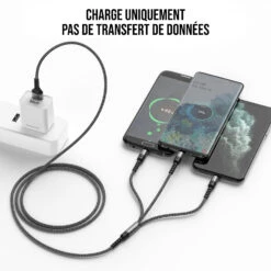 Câble USB-A Vers Multi USB 3 En 1 -Monde Electronique Cable Multi USB 3 en 1 charge uniquement