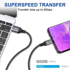 Câble USB Type C 3.0 Raviad -Monde Electronique Cable USB Type C 3.0 Raviad transfert rapide