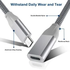 Câble USB Type-C Mâle Et Femelle -Monde Electronique Cable USB Type C Male et Femelle embout reenforce