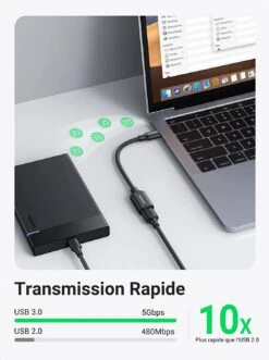 Câble USB Type-C OTG -Monde Electronique Cable USB Type C OTG vitesse ultra rapide