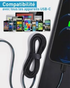 Très Grand Câble USB-C De 3 Mètres -Monde Electronique Cable USB Type C de 3 metres compatibilite universelle