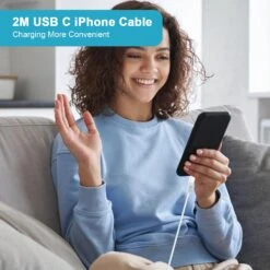 Câble USB Type C Vers Lightning 2m -Monde Electronique Cable USB Type C vers Lightning 2m certifie mfi
