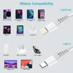 Câble USB Type C Vers Lightning 2m -Monde Electronique Cable USB Type C vers Lightning 2m compatibilite