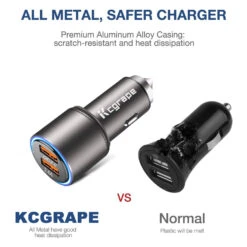 Chargeur Allume Cigare KCGrape 30W -Monde Electronique Chargeur Allume Cigare KCGrape 30W metallique
