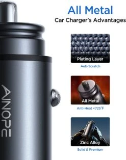 Chargeur Allume Cigare PD -Monde Electronique Chargeur Allume Cigare Rampow 37.5W metallique