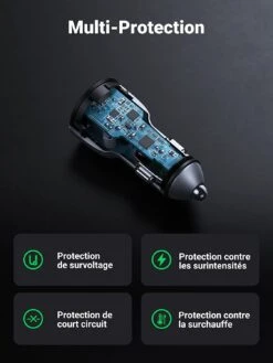 Chargeur Allume Cigare Ugreen 36 Watts -Monde Electronique Chargeur Allume Cigare Ugreen 36 watts multi protection