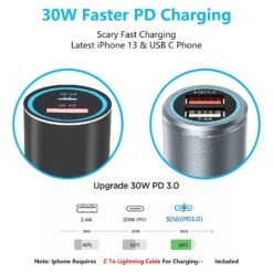 Chargeur Voiture USB-C PD 30W 12 Chargeur Voiture USB-C PD 30W -Monde Electronique Chargeur Allume Cigare iPhone 14 power delivery