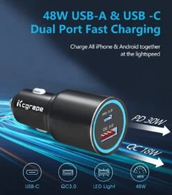 Chargeur Voiture USB-C PD 30W 10 Chargeur Voiture USB-C PD 30W -Monde Electronique Chargeur Allume Cigare iPhone 14 usb a et usb c