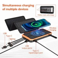 Chargeur Batterie Énergie Solaire 30000mAh -Monde Electronique Chargeur Batterie Energie Solaire​ multi sortie