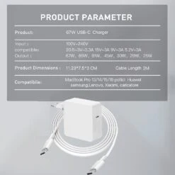 Chargeur Macbook Air USB-C -Monde Electronique Chargeur Macbook Air USB C 67 watts