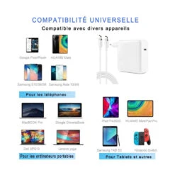 Chargeur MacBook Pro USB-C -Monde Electronique Chargeur Macbook Pro USB C puissant