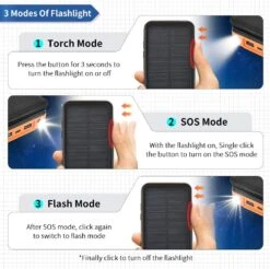 Chargeur Mobile Solaire De 26800 MAh -Monde Electronique Chargeur Mobile Solaire de 26800mAh lampe de poche