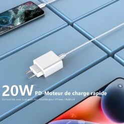 Chargeur Mural USB-C 12 Chargeur Mural USB-C -Monde Electronique Chargeur Mural USB C rapide