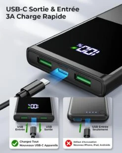 Chargeur Portable Ultra Mince -Monde Electronique Chargeur Portable avec Port USB c