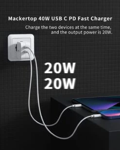 Chargeur Secteur 2 Ports USB C 40 Watts 9 Chargeur Secteur 2 Ports USB C 40 Watts -Monde Electronique Chargeur Rapide 40W double port de charge