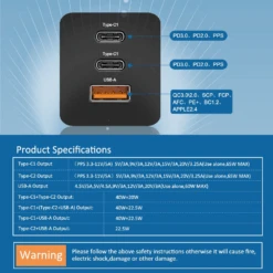 Chargeur Rapide GaN -Monde Electronique Chargeur Rapide ILEPO GaN 65W ports USB