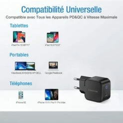 Chargeur Rapide Compact -Monde Electronique Chargeur Rapide PowerAdd 30W compatibiltie