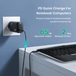 Chargeur 65W Rapide 3 Ports -Monde Electronique Chargeur Rapide TOPK de 65W charge rapide ordinateur