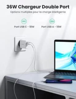 Chargeur Rapide USB-C USB-A -Monde Electronique Chargeur Rapide Ugreen charge rapide