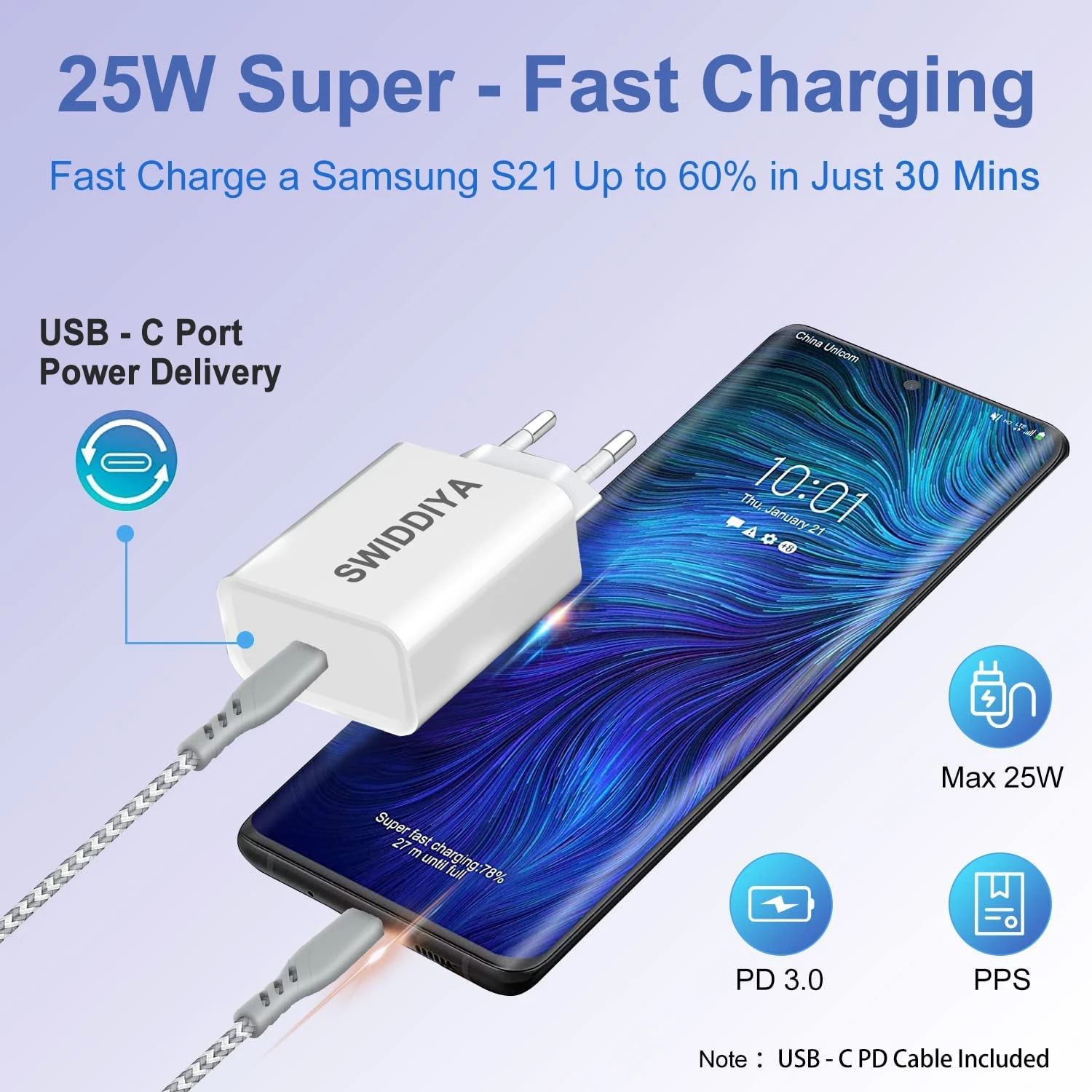 Chargeur Ultra Rapide USB C 25W 4 Chargeur Ultra Rapide USB C 25W – Image 2