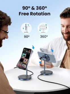 Chargeur à Induction 2 En 1 Magnétique -Monde Electronique Chargeur Sans Fil Magnetique iPhone rotation