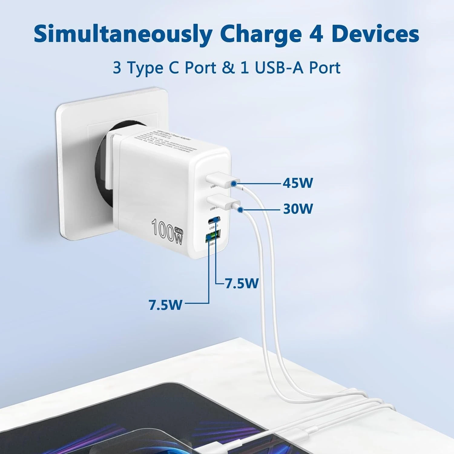 Chargeur Secteur Rapide 100 Watts 4 Chargeur Secteur Rapide 100 Watts – Image 2