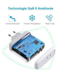 Chargeur USB C 60 Watts -Monde Electronique Chargeur Secteur Rapide PowerLot GaN II