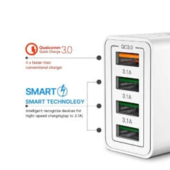 Chargeur Rapide 4 Ports USB -Monde Electronique Chargeur Secteur SCCVEE Rapide charge intelligente