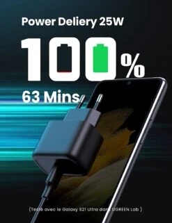 Chargeur Secteur 25W USB C -Monde Electronique Chargeur Secteur Ugreen 25W power delivery