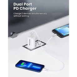 Adaptateur Secteur Câble USB C -Monde Electronique Chargeur Secteur YBPowerCable USB C Rapide Double Port