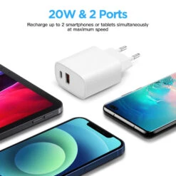 Chargeur Secteur 20W Rapide -Monde Electronique Chargeur Secteur ZealBoom 20W double port