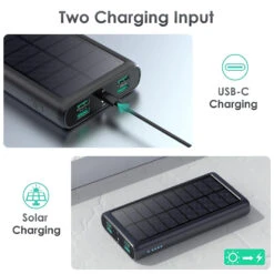 Chargeur Solaire Portable USB-C -Monde Electronique Chargeur Solaire Portable USB C 2 entrees