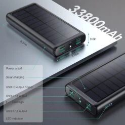 Chargeur Solaire Portable USB-C -Monde Electronique Chargeur Solaire Portable USB C 33800mAh
