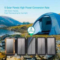 Chargeur Solaire Panneau Batterie -Monde Electronique Chargeur Solaire Rapide avec 5 panneaux rapide