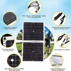 Chargeur Solaire Rapide De 50 Watts -Monde Electronique Chargeur Solaire Rapide de 50 watts fonctionnalites incluses