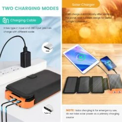 Chargeur Solaire Batterie 32000mAh 13 Chargeur Solaire Batterie 32000mAh -Monde Electronique Chargeur Solaire avec Batterie Integree charge filaire possible